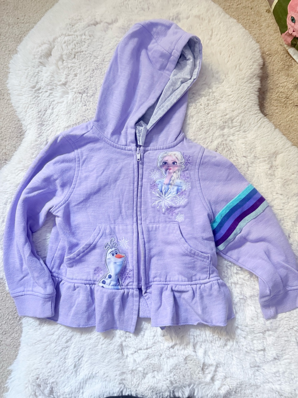 Kids Lavender Hoodie with Rainbow Stripe Accent